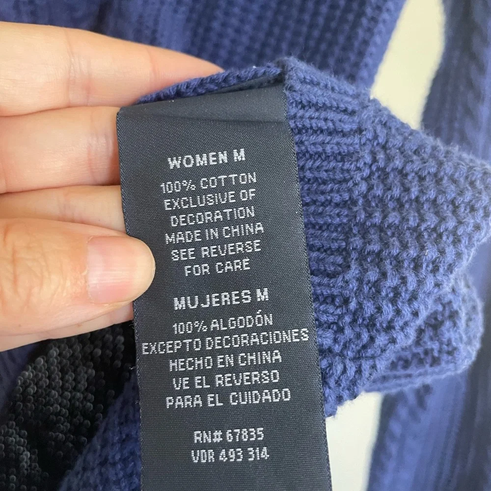Náutica Women’s Navy Blue Cable Knit Pullover Sweater